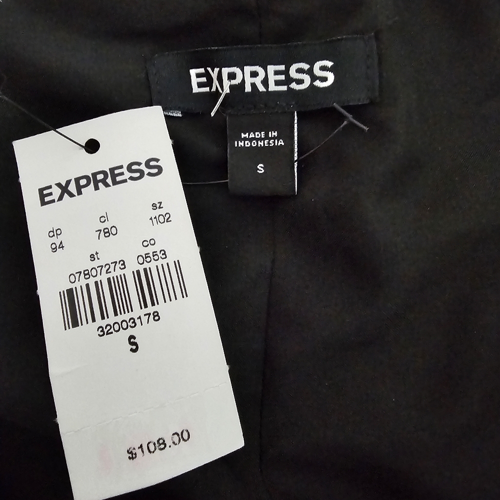 Express Metallic Pewter Pleated Bow Back Party Cyber Glam Dress Sz S - Picture 5 of 6